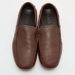 Prada Brown Leather Slip On Loafers Size 43