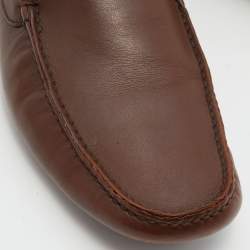 Prada Brown Leather Slip On Loafers Size 43
