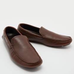Prada Brown Leather Slip On Loafers Size 43