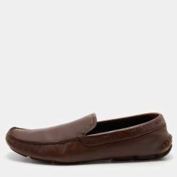 Prada Brown Leather Slip On Loafers Size 43