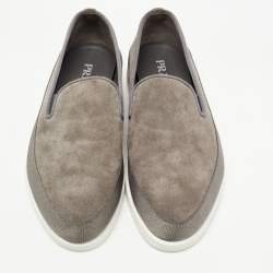 Prada Grey Suede Slip On Loafers Size 41.5