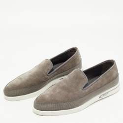 Prada Grey Suede Slip On Loafers Size 41.5