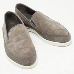 Prada Grey Suede Slip On Loafers Size 41.5