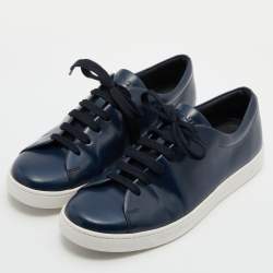 Pre Owned Prada Sport Blue Leather Low Top Sneakers Size 43