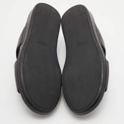 Prada Black Saffiano Leather Buckle Slide Flat Sandals Size 45.5