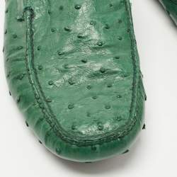 Prada Green Ostrich Leather Slip on Loafers Size 41
