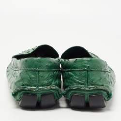 Prada Green Ostrich Leather Slip on Loafers Size 41