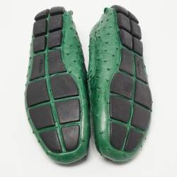 Prada Green Ostrich Leather Slip on Loafers Size 41