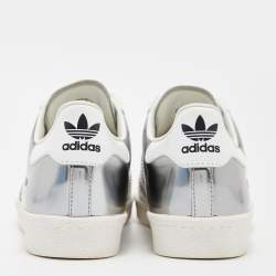 Pre Owned Prada x Adidas White/Silver Leather Superstar Low Top Sneakers Size 39 1/3