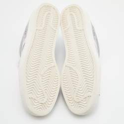Pre Owned Prada x Adidas White/Silver Leather Superstar Low Top Sneakers Size 39 1/3