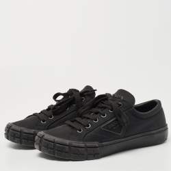 Prada Black Nylon Wheel Cassetta Low Top Sneakers Size 42.5