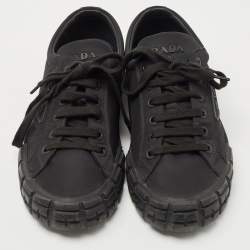 Prada Black Nylon Wheel Cassetta Low Top Sneakers Size 42.5