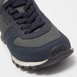 Prada Blue/Grey Canvas  Low Top Sneakers Size 41