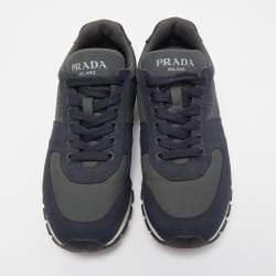 Prada Blue/Grey Canvas  Low Top Sneakers Size 41