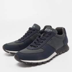 Prada Blue/Grey Canvas  Low Top Sneakers Size 41
