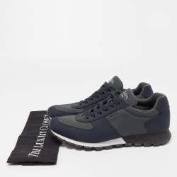 Prada Blue/Grey Canvas  Low Top Sneakers Size 41