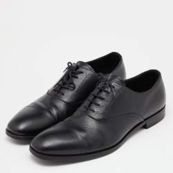 Prada Black Saffiano Leather Lace Up Oxfords Size 40.5