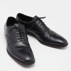 Prada Black Saffiano Leather Lace Up Oxfords Size 40.5