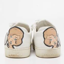 Prada White Leather Low Top Sneakers Size 41