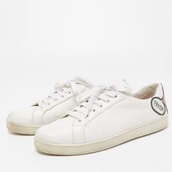 Prada White Leather Low Top Sneakers Size 41