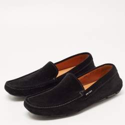 Pre Owned Prada Black Suede Penny Loafers Size 42.5