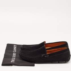 Pre Owned Prada Black Suede Penny Loafers Size 42.5