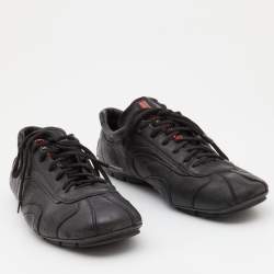 Pre Owned Prada Sports Black Leather Low Top Sneakers Size 43