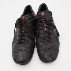 Pre Owned Prada Sports Black Leather Low Top Sneakers Size 43