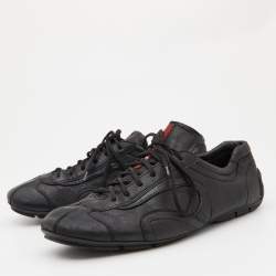 Pre Owned Prada Sports Black Leather Low Top Sneakers Size 43