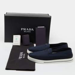 Pre Owned Prada Blue Nylon Sneakers Slip-On Sneakers Size 42