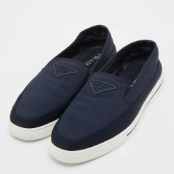 Pre Owned Prada Blue Nylon Sneakers Slip-On Sneakers Size 42