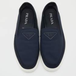 Pre Owned Prada Blue Nylon Sneakers Slip-On Sneakers Size 42