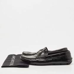 Prada Black Patent Leather Logo Slip On Loafers Size 41.5