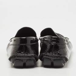 Prada Black Patent Leather Logo Slip On Loafers Size 41.5