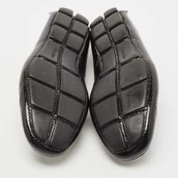 Prada Black Patent Leather Logo Slip On Loafers Size 41.5