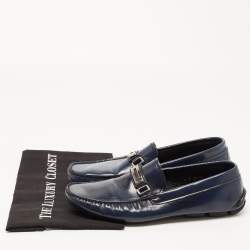 Prada Navy Blue Leather Slip On Loafers Sie 41.5 
