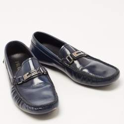 Prada Navy Blue Leather Slip On Loafers Sie 41.5 