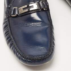 Prada Navy Blue Leather Slip On Loafers Sie 41.5 