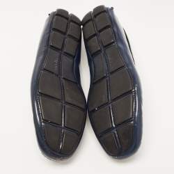 Prada Navy Blue Leather Slip On Loafers Sie 41.5 