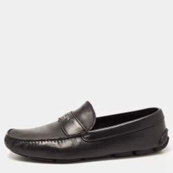 Prada Black Leather Slip On Loafers Size 43.5 