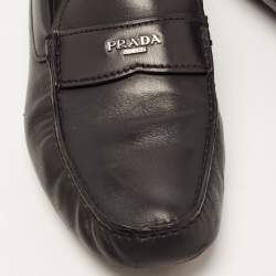 Prada Black Leather Slip On Loafers Size 43.5 