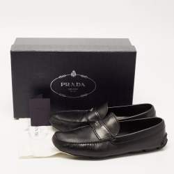 Prada Black Leather Slip On Loafers Size 43.5 