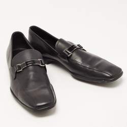 Prada Black Leather Slip On Loafers Size 44