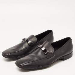 Prada Black Leather Slip On Loafers Size 44