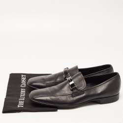 Prada Black Leather Slip On Loafers Size 44