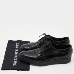 Prada Black Brogue Leather Lace Up Derby Size 42.5