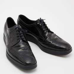 Prada Black Brogue Leather Lace Up Derby Size 42.5