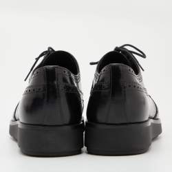 Prada Black Brogue Leather Lace Up Derby Size 42.5