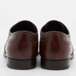 Prada Brown Leather Lace Up Derby Size 43.5