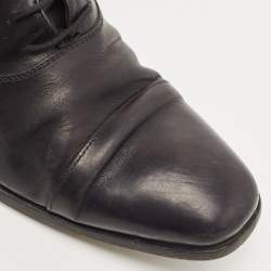 Prada Dark Blue Leather Cap Toe Lace Up Oxford Size 43